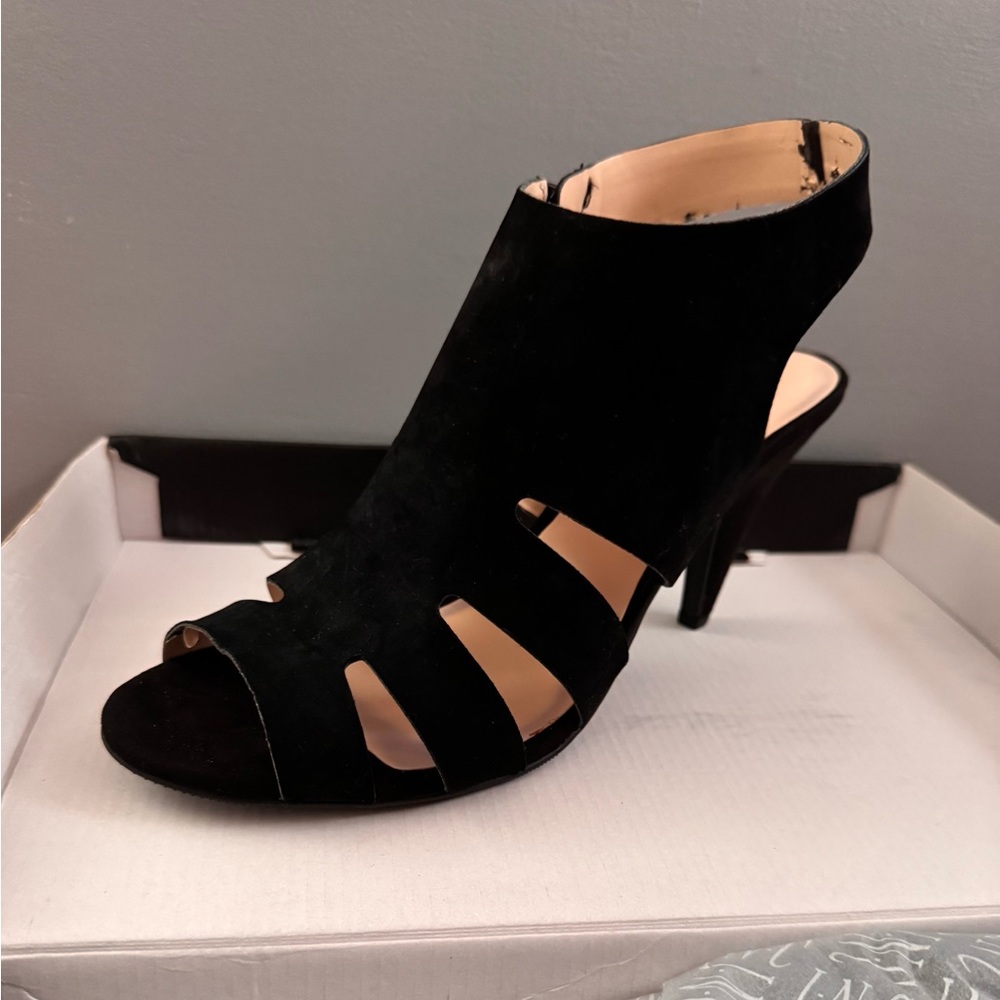 INC International Concepts Black Suede Cutout Heels